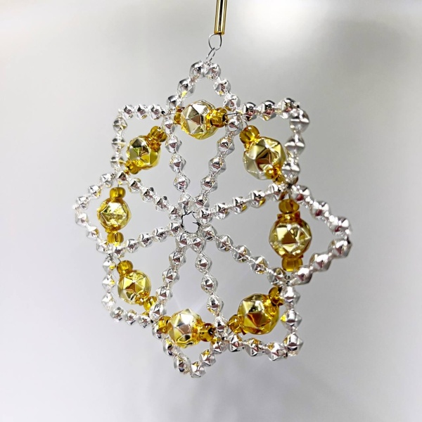 Подвеска снежинка из стекляруса (533 2760/21) ANVA 