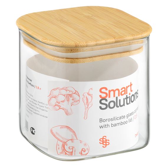 Банка для хранения 800мл крышка из бамбука Smart Solutions