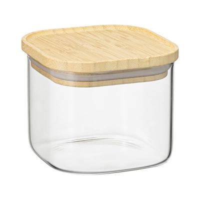 Банка для хранения квадратная Glass Bamboo, 0,6 л, Smart Solutions