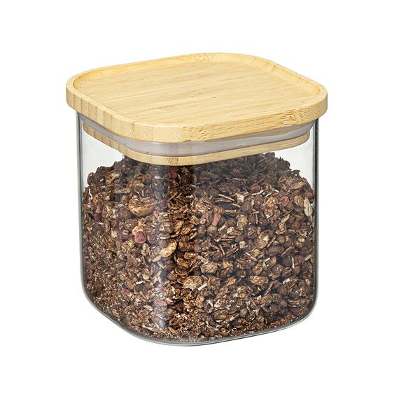 Банка для хранения квадратная Glass Bamboo, 0,8 л, Smart Solutions