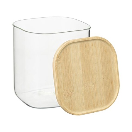 Банка для хранения квадратная Glass Bamboo, 1,5 л, Smart Solutions