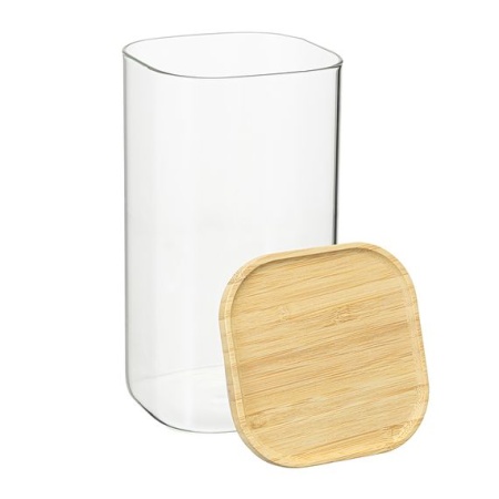Банка для хранения квадратная Glass Bamboo, 1,4 л, Smart Solutions